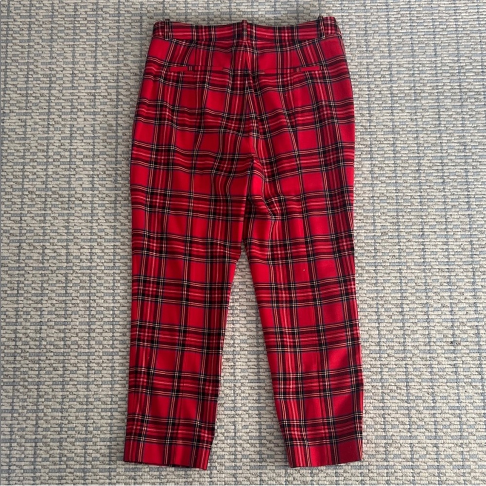 NWT J. Crew Stewart Plaid Tartan Red High-rise Cameron Pants Size 12 - Picture 4 of 5